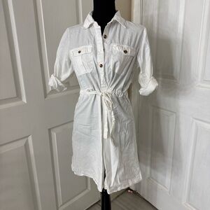 White Button-Up Shirt Dress